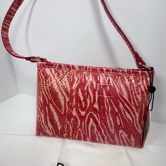 Brahmin Vibrant Coral-Pink with Gold accent Shoulder Bag - Picture 2 of 5